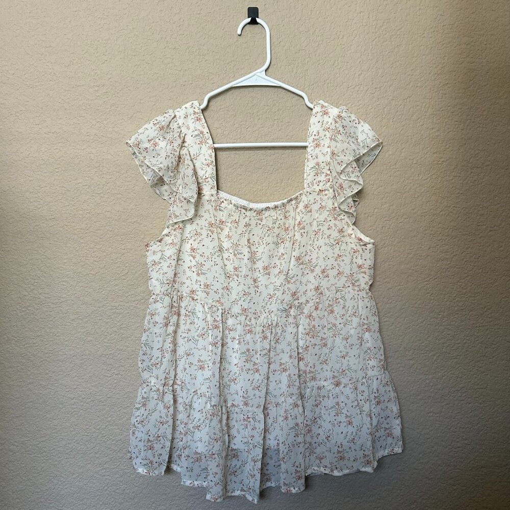 Women's Floral Baby Doll Blouse, Medium